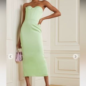 Alex Perry Ansley strapless satin-crepe midi dress in Mint